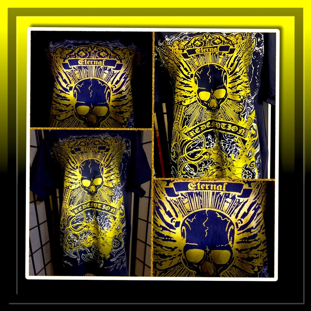 3/15🌼BAD A_§ Black&Metallic Gold Eternal T Shirt